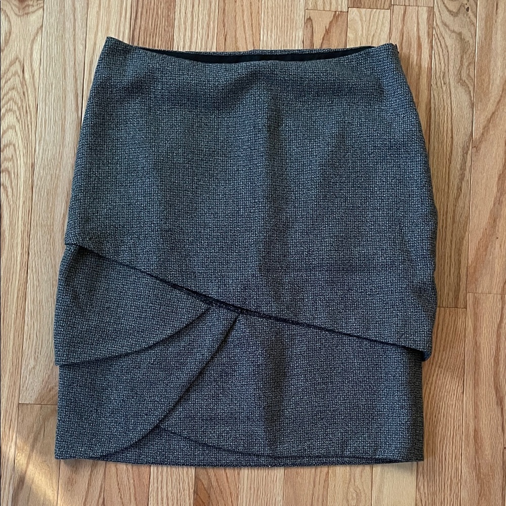 The Limited Mini Pencil Skirt Womens 6 Gray Textured Tulip Wrap Minimalist